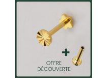 Labret Titane PVD Gold Interne Stérile motif Rond Strié | Itc