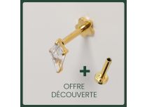 Labret Titane PVD Gold Interne Stérile motif Losange à Strass | Itc