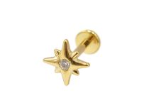 Labret Titane PVD Gold Interne Stérile motif Etoile de bergé strass BL | Itc