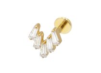 Labret Titane PVD Gold Interne Stérile motif 5 strass rectangle blanc| Itc