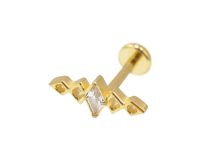 Labret Titane PVD Gold Interne Stérile motif 5 losanges strass BL| Itc