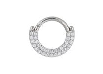 Anneau Charnière en Acier Double Strass Blanc | Itc