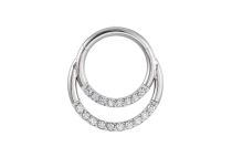 Anneau Charnière en Acier Double Ligne de Strass Blanc | Itc