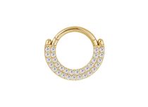 Anneau Charnière en Acier Doré Double Strass Blanc | Itc