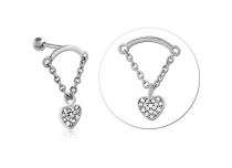 Barbell Acier Spécial Tragus pendentif Coeur Strass Blanc | Itc