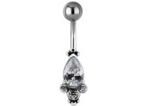 Banane Acier Strass Blanc Griffé Goutte  | Itc