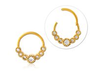 Anneau Charnière Acier Doré Couronne Strass Ronds | Itc