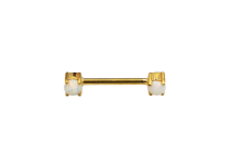 Bijou de Téton  PVD GOLD 1.6x14 boules griffé opale blanc irisé | iTC