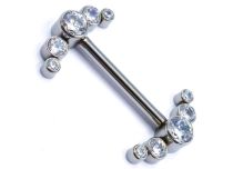 Bijou piercing téton titane décoratif avec 5 strass en arc stérile