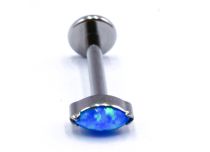Labret Titane Interne Stérile motif Ovale Strass Bleu | Itc
