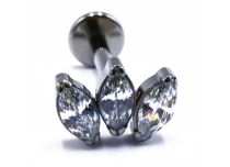 Labret Titane Interne Stérile motif Marquise 3 Marquise à Strass Blanc | Itc