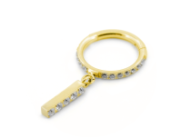 Anneau charnière en titane PVD Gold 1.2x8 mm avec strass et pendentif barre à 5 strass