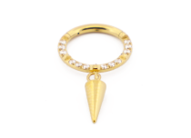 Anneau en titane PVD Gold 1.2x8 mm avec strass blancs et pendentif pointe