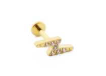 Labret Titane PVD Gold Interne Stérile motif Éclair à Strass | Itc