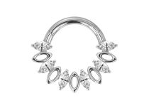 Anneau charnière titane 1.2x8 motif marquise strass blanc