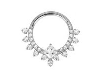 Anneau charnière titane 1.2x8 multistrass carré central blanc