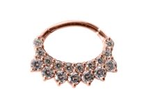 Anneau Acier Doré Rose Charnière Septum à Strass | Itc