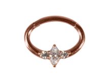 Anneau Acier Doré Rose Charnière Septum Strass Blanc | Itc