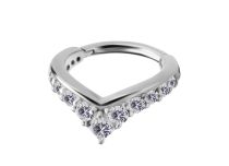 Anneau Acier Argenté Charnière Serti de Strass Blanc | Itc
