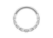 Anneau charnière titane 1.2 mm multistrass texturé blanc