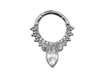 Anneau charnière acier goutte strass blanc multi strass | Itc