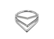 Anneau titane charnière motif 3 triangles à strass blanc | Itc