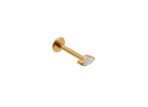 Labret Titane PVD Gold Interne Stérile Oval à Strass Opale Synthétique | iTC