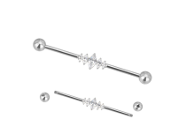 barbell industriel titane losange strass blanc