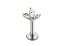 labret titane duo pétales marquise blanche
