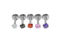 Labret Acier Interne Cristal Griffé Carré Coloré | Itc