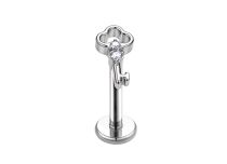 labret titane clé porte bonheur strass blanc