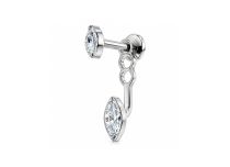 labret titane ASTM F136 interne courb&eacute; double marquise