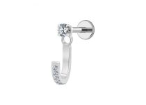 anneau titane ASTM F136 sertissage continu zircon blanc