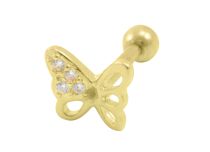 Barbell Acier Doré Papillon à Strass Blanc |Itc