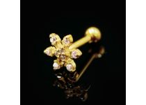 Micro Barbell Acier Doré Flocon à Strass | Itc