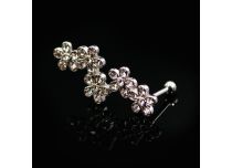 Micro Barbell Acier motif Fleurs à Strass | Itc