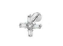 Labret Titane ASTM F136 interne 1,2x8 croix strass blanc | iTC