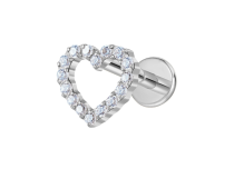 Labret titane ASTM F136 interne cœur serti multi strass blanc