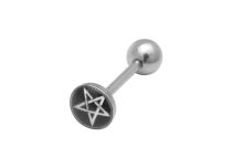 Barbell Acier Disque 8 mm motif étoile Satanique Blanche | Itc