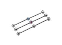 Barbell Acier Industriel Boule Centrale à Strass Coloré | Itc