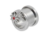 Tunnel Acier Vissable motif Fleur Strass Rouge | Itc