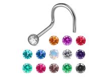 Stud Nez Acier 1 mm à Boule - Cristal Coloré  | Itc