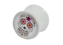 Plug Acrylique Épaulé motif Crâne Mexicain | Itc