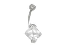 Banane Acier Serti Cristal Blanc Griffé Carré 10 mm | Itc