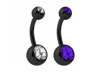Banane Acier Noir Double Cristal Coloré Boules 5 / 8 mm | Itc