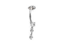 Banane acier interne strass rond blanc pendant double strass ITC Piercing