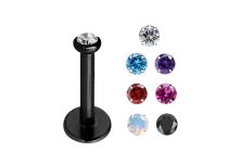 Labret Interne Acier Noir avec Boule Cristal Coloré 2 mm | Itc