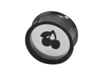 Plug Acier Noir Épaulé Double motif Cerise | Itc