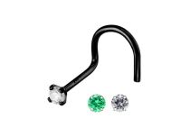 Stud Nez Acier Noir 0,8 mm avec Cristal Griffé | Itc