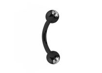 Banane Acier Noir Double Boules Cristal Coloré 3 mm | Itc
